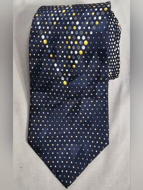 Vitaliano Pancaldi Men's Silk Tie Black Gold Dot Geometric Made Italy Designer